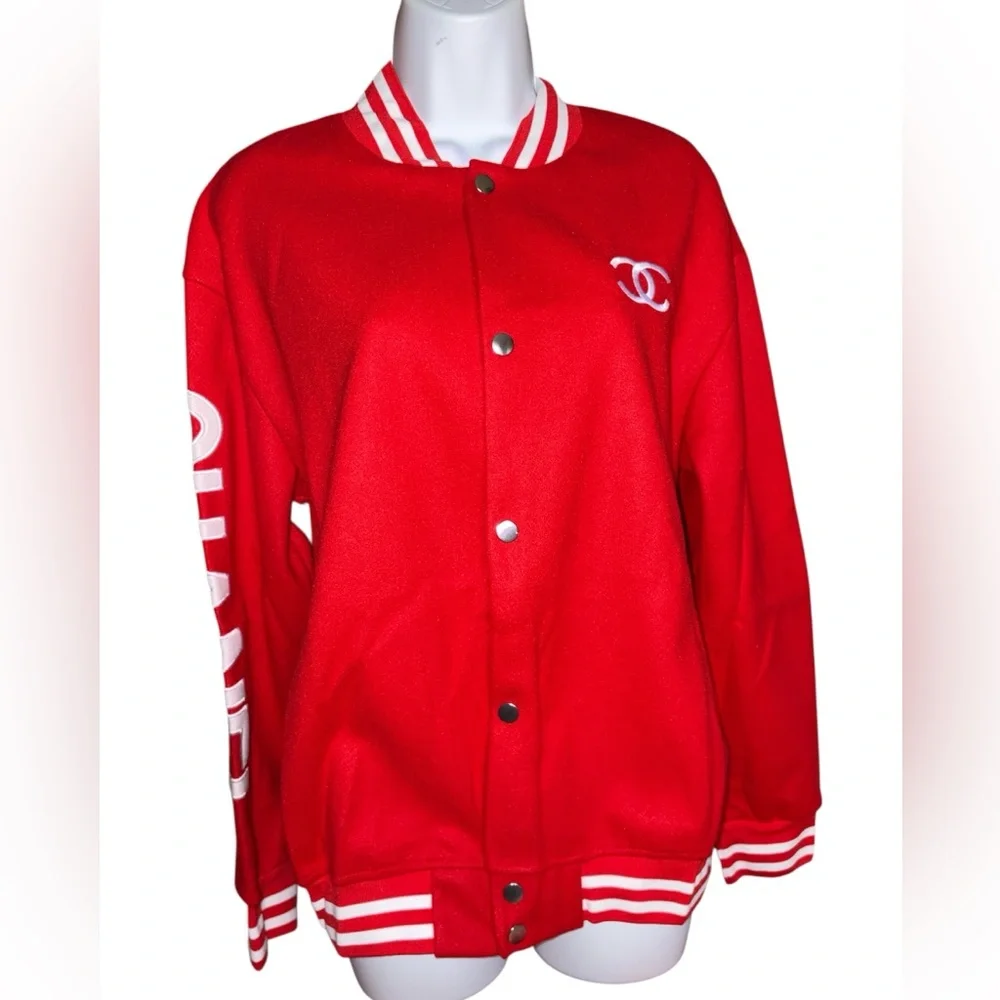 Fashion Red Varsity Jacket - Picture 1 of 4